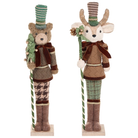 Zestaw 2 figurek dekoracyjnych ALATORNIO 62/63 cm Niedźwiedź Renifer Brązowy