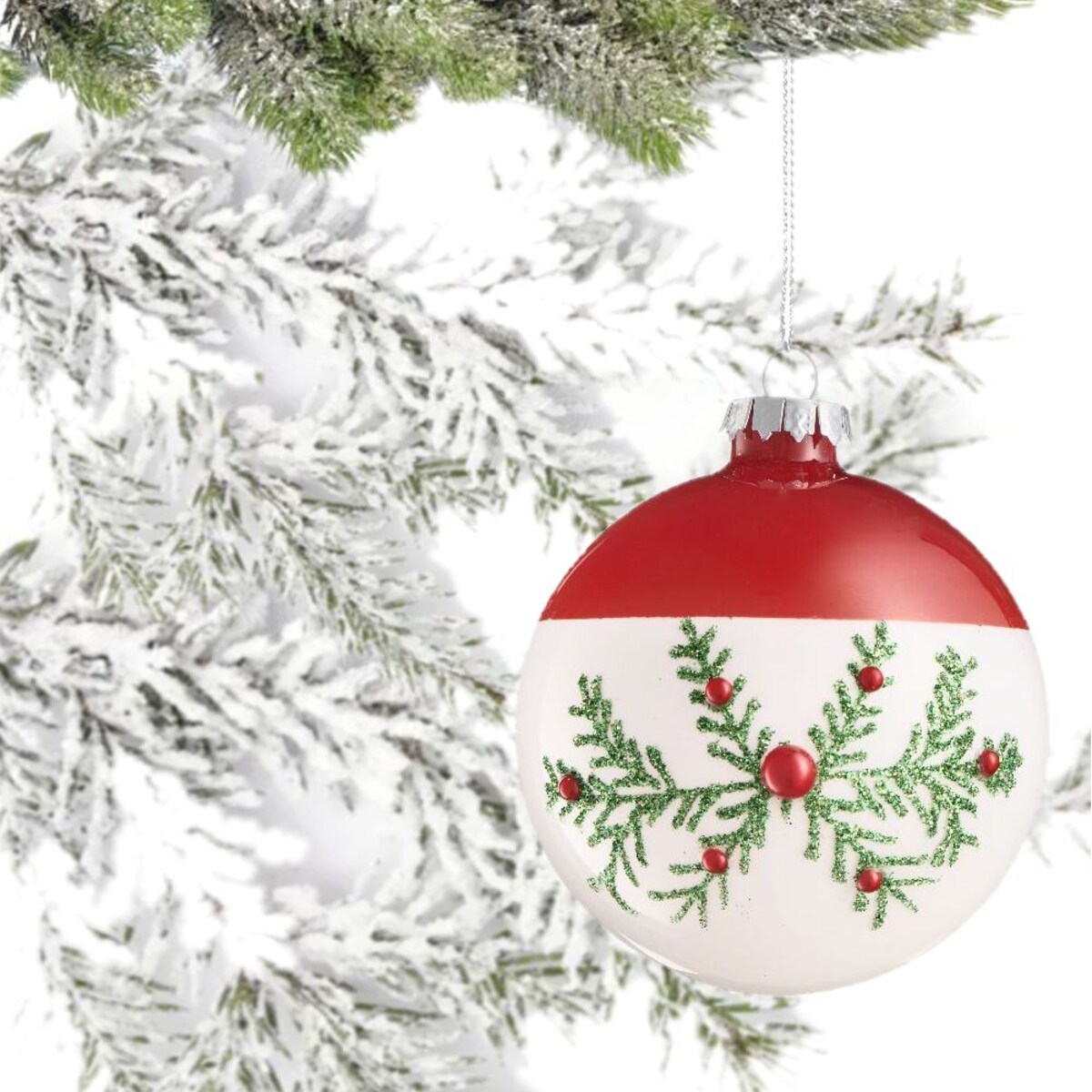 VILLA ITALIA Bombka szklana z gałązkami 8 cm