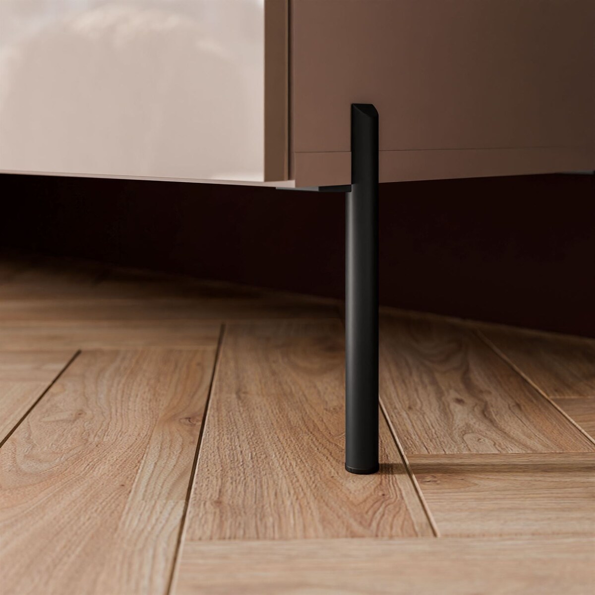 Szafka RTV COLGANTE 200 kaszmir wysoki połysk, oświetlenie LED, nóżki proste czarne