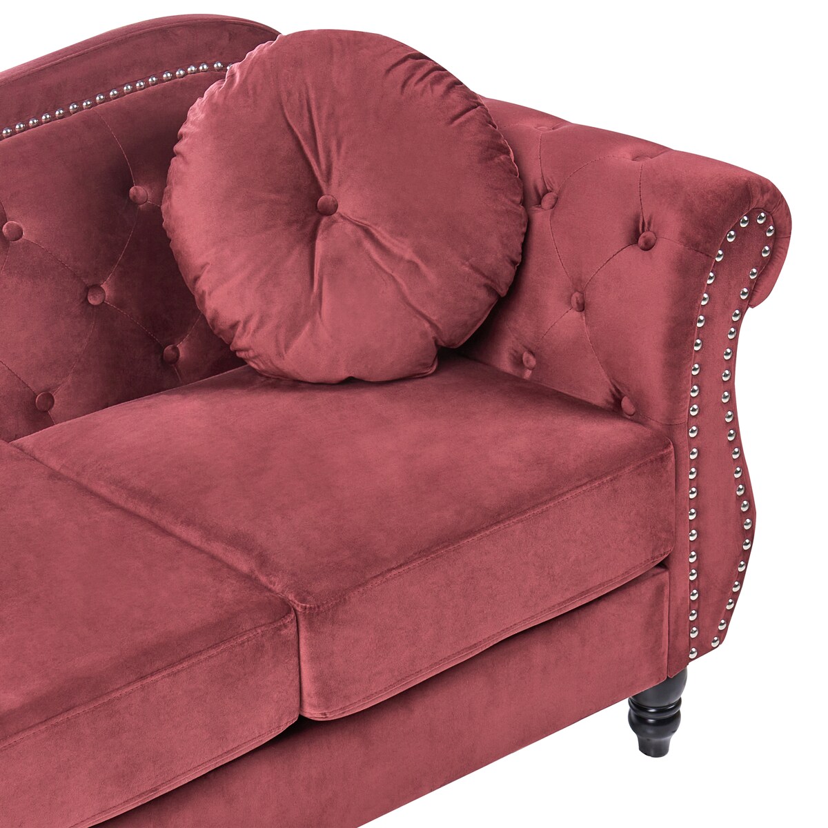 Sofa dla 3 osób SKIEN Welur Bordowy