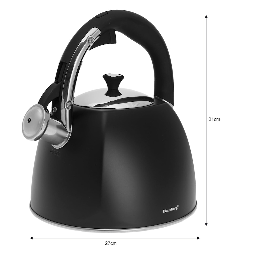 Czajnik stalowy z gwizdkiem 3.0L indukcja KLAUSBERG czarny matowy