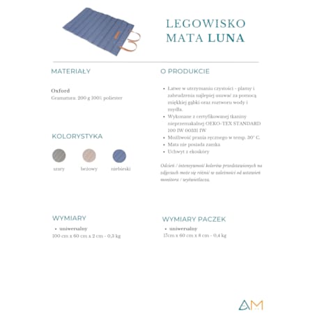 Animood Mata zwijana Luna rozmiar: uniwersalny, kolor: beżowy, materiał:oxford imitacja jeansu