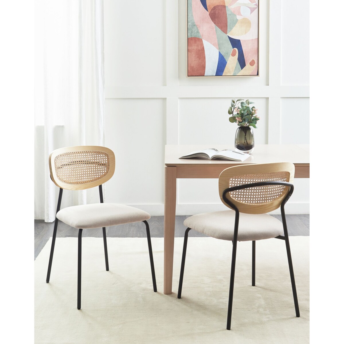 Krzesło do jadalni Zestaw 2 Tkanina Jasnobeżowy MAYETTA