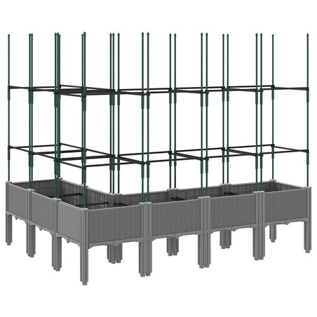 vidaXL Donica ogrodowa z kratką, jasnoszara, 160x120x142,5 cm, PP