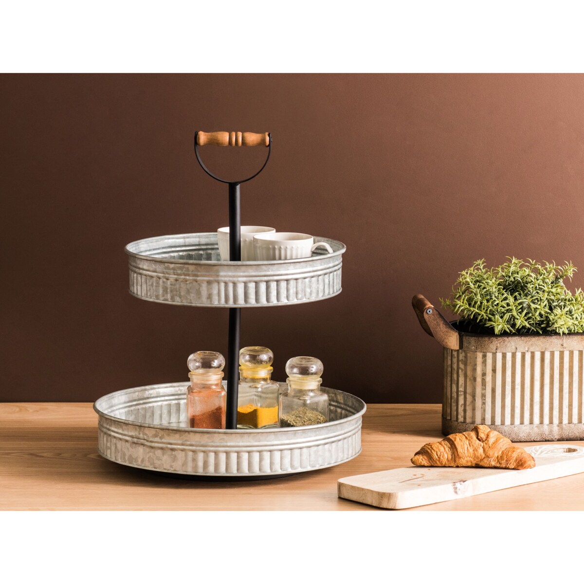 2-poziomowa patera na ciasto KOUIGN Srebrny