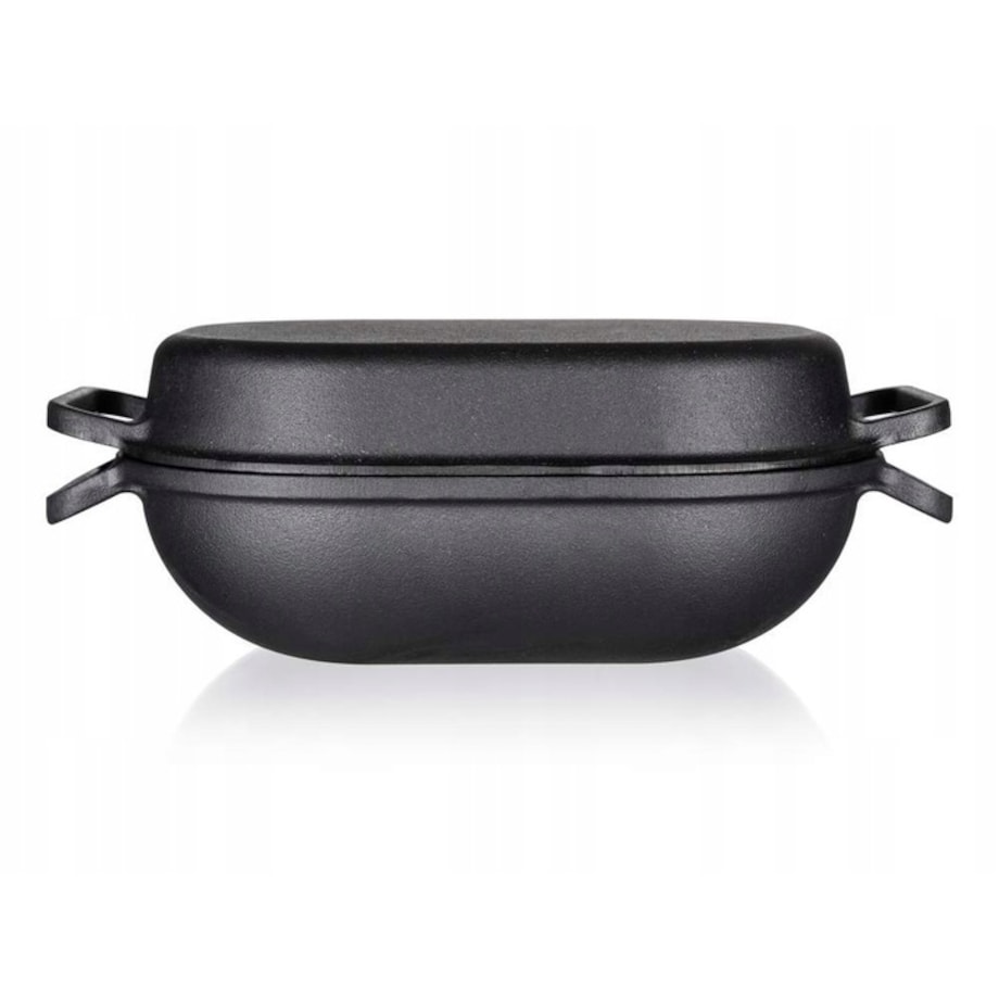 BRYTFANKA CZARNA ŻELIWNA duża do pieczenia 7 L podwójna z żeliwa garnek