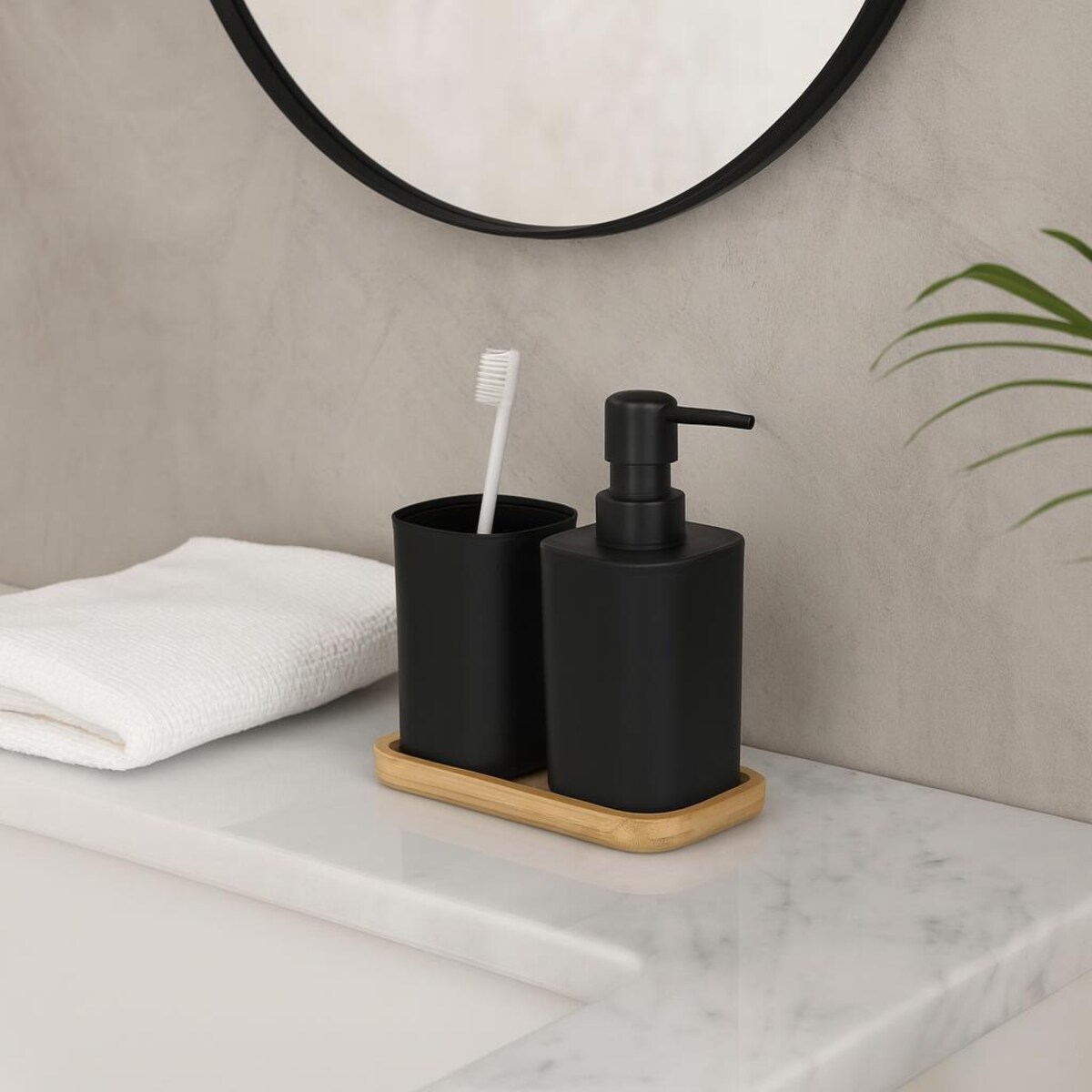 Komplet łazienkowy CUB, czarny, 3 sztuki