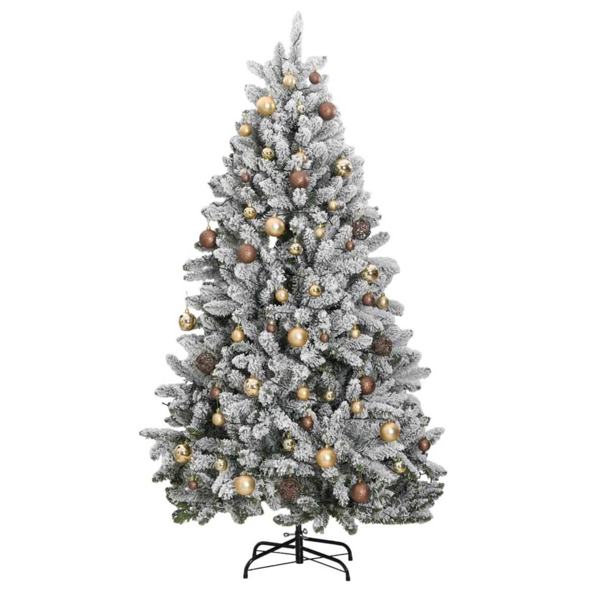vidaXL Sztuczna choinka na zawiasach, 300 lampek LED i bombki, 210 cm