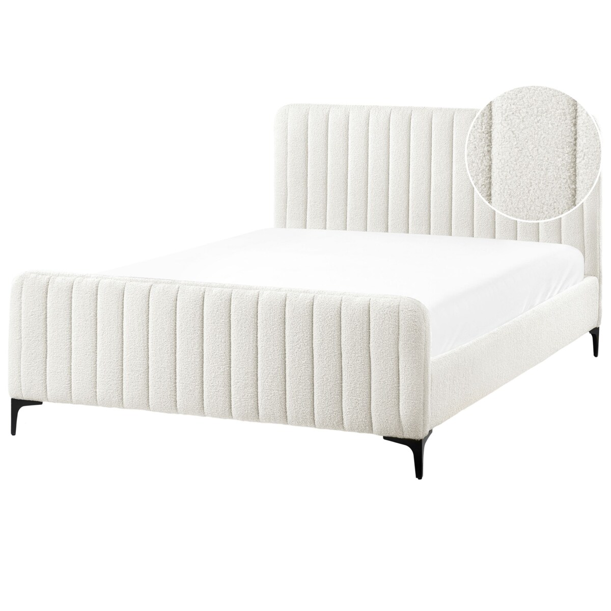 Łóżko Boucle LUNAN 140 x 200 cm Złamana biel