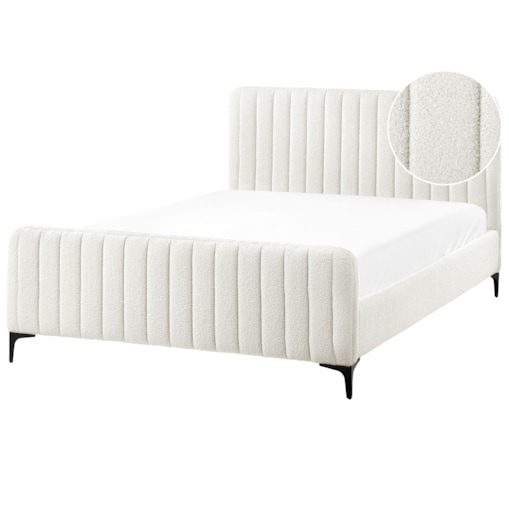 Łóżko Boucle LUNAN 140 x 200 cm Złamana biel