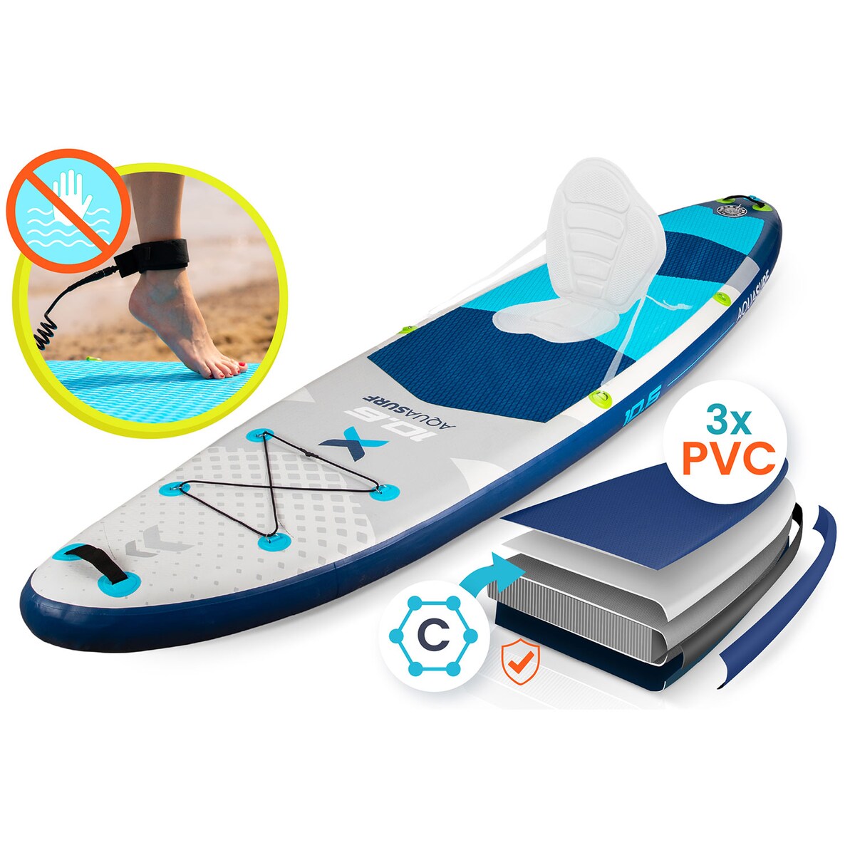 Deska SUP do pływania Neo-Sport stand up paddle Aquasurf 320cm pompowana zestaw