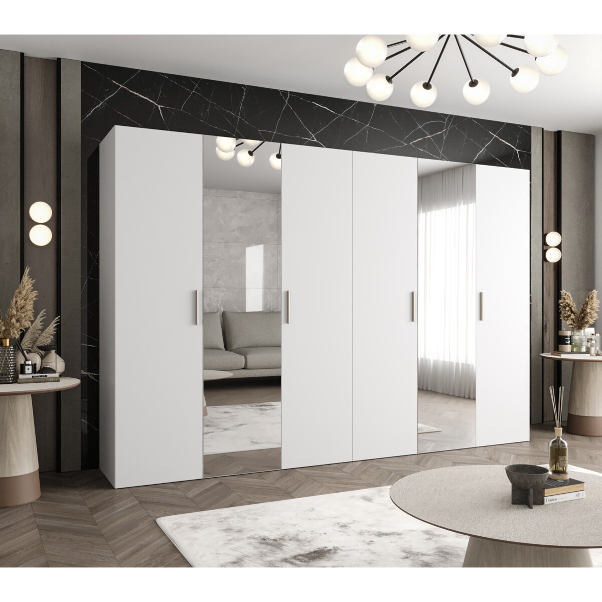 Szafa uchylna otwierana BARI 2 300 wys. 202 cm Biały + u. Srebrny