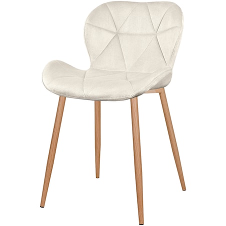 Krzesło tapicerowane welurowe beżowe jasne nogi do salonu
