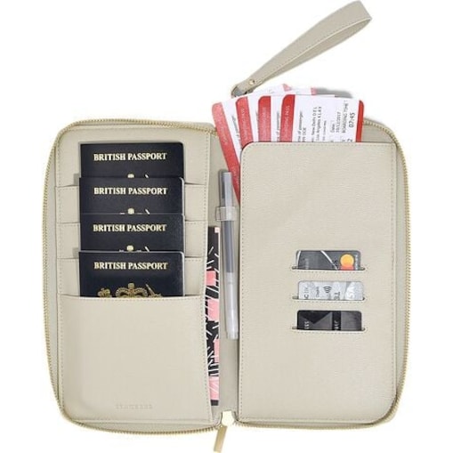 Etui na paszport i karty Stackers jasnobeżowe lniane