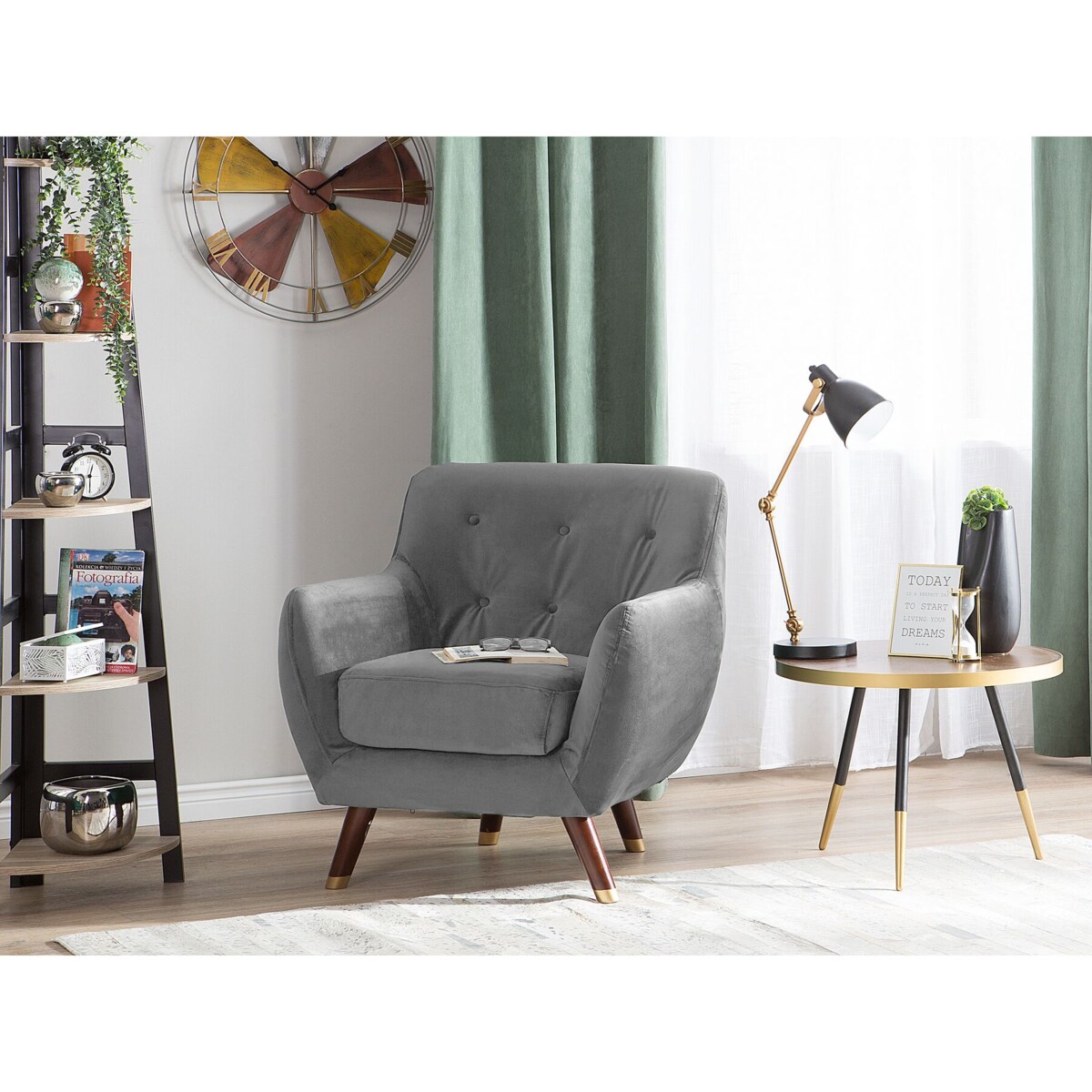 Fotel welurowy szary BODO