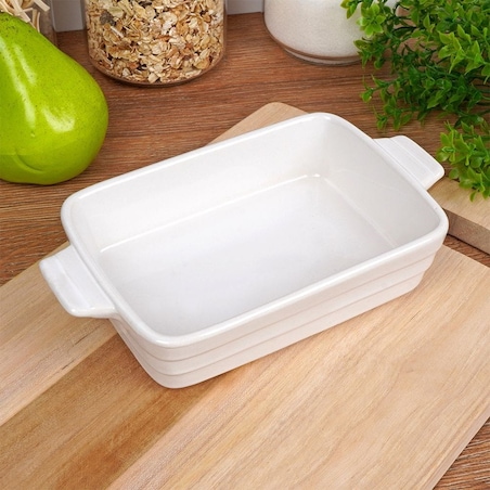 Naczynie Żaroodporne Ceramiczne Białe 19 x 11 x 4 cm do Piekarnika Pieczenie