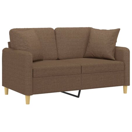 vidaXL 2-osobowa sofa z poduszkami, brązowa, 120 cm, tkanina