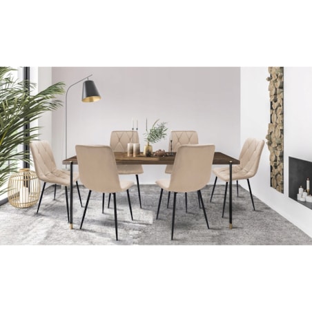 4 X Krzesło Tapicerowane Pikowane Welur Nowoczesne