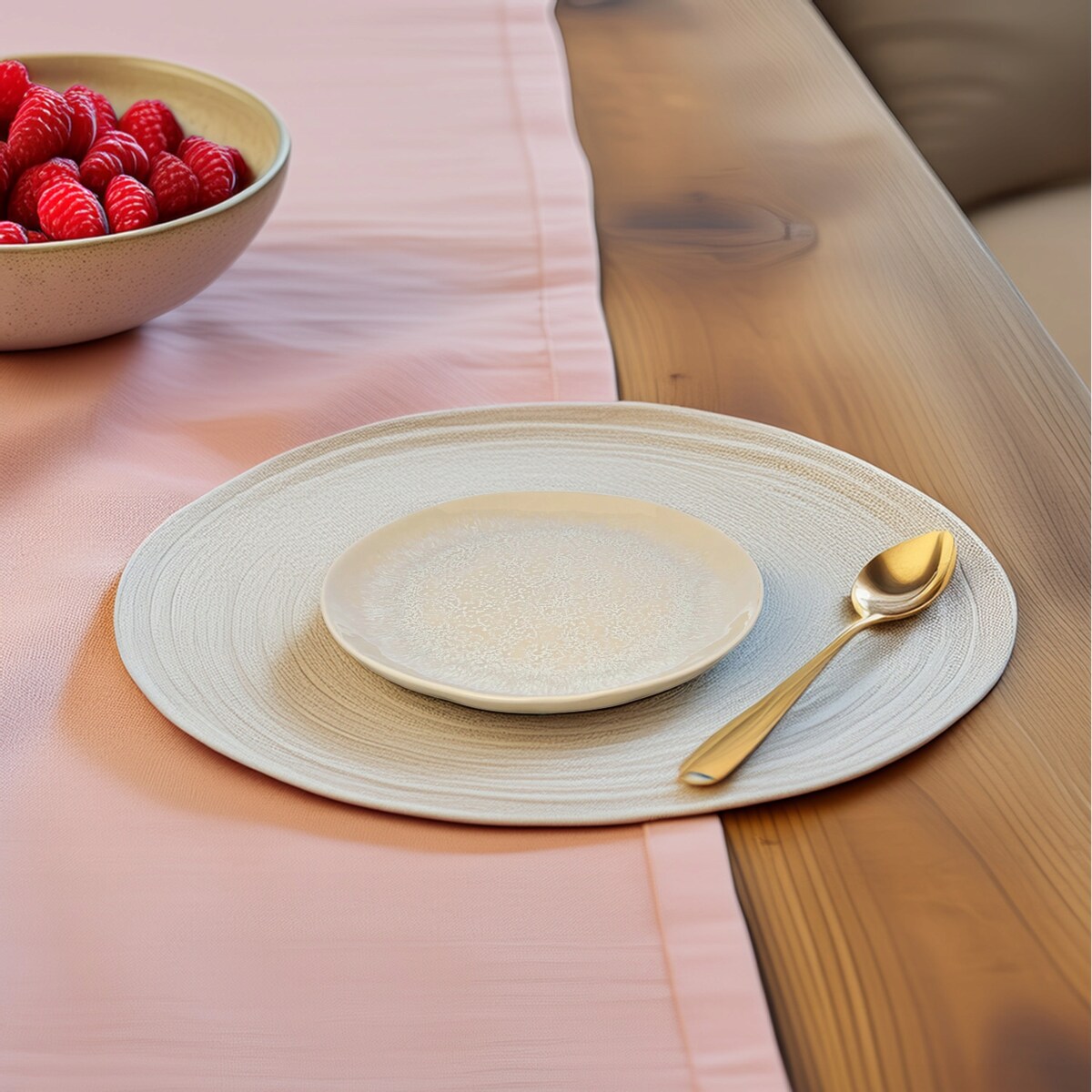 TALERZ DESEROWY 20cm okrągły ceramiczny beżowy płytki mały obiadowy serwis