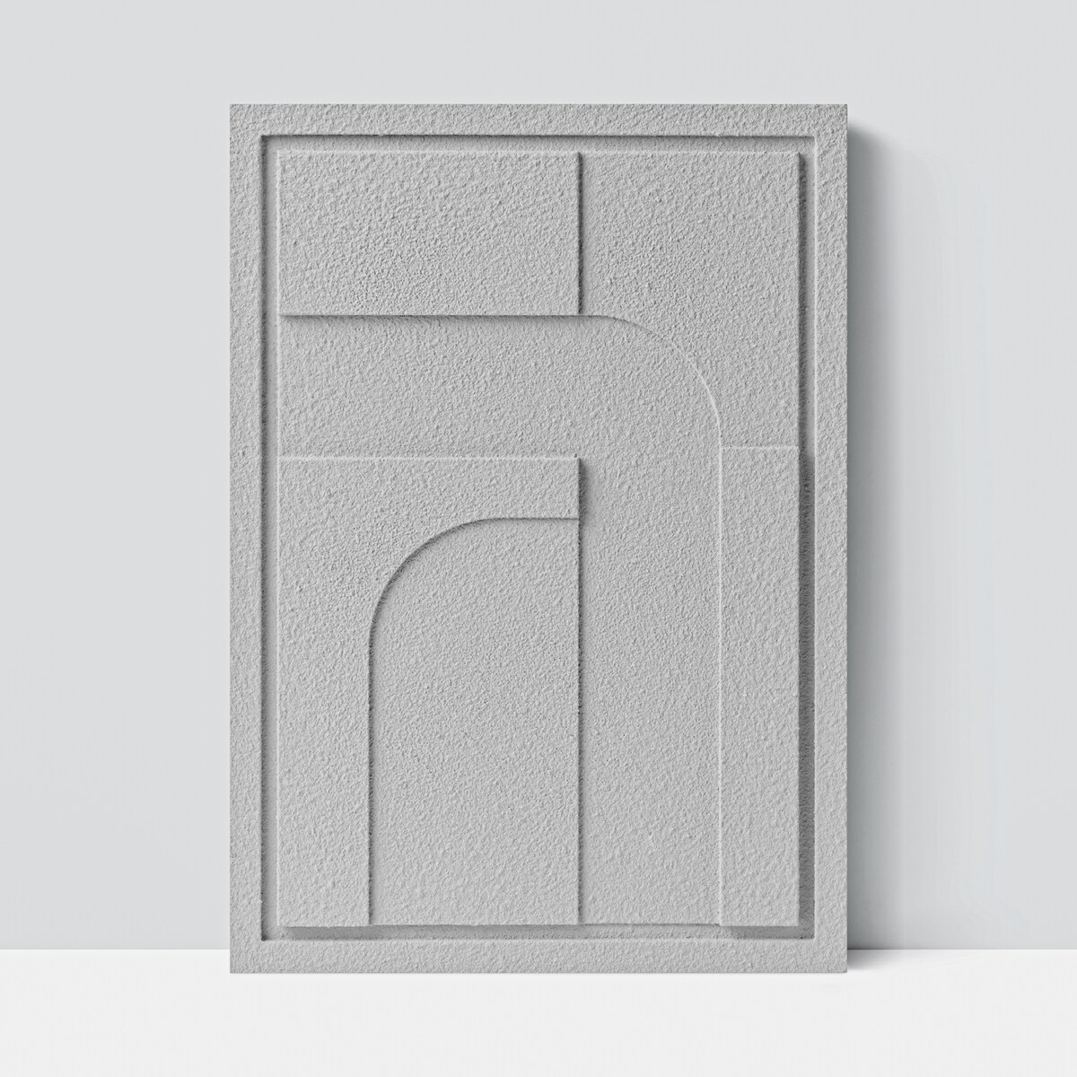 Obraz 3D 50x70cm Geometric IV – Dekoracja Ścienna z Tynku Naturalnego, Milky Grey Minimalistyczny Relief