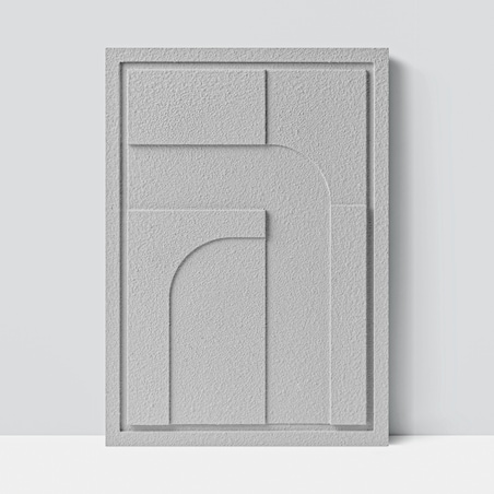 Obraz 3D 50x70cm Geometric IV – Dekoracja Ścienna z Tynku Naturalnego, Milky Grey Minimalistyczny Relief