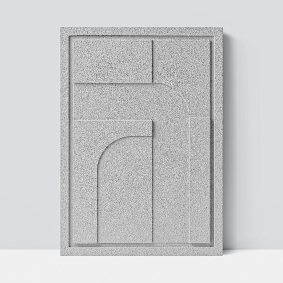 Obraz 3D 50x70cm Geometric IV – Dekoracja Ścienna z Tynku Naturalnego, Milky Grey Minimalistyczny Relief