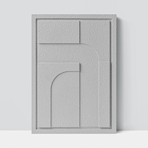 Obraz 3D 50x70cm Geometric IV – Dekoracja Ścienna z Tynku Naturalnego, Milky Grey Minimalistyczny Relief