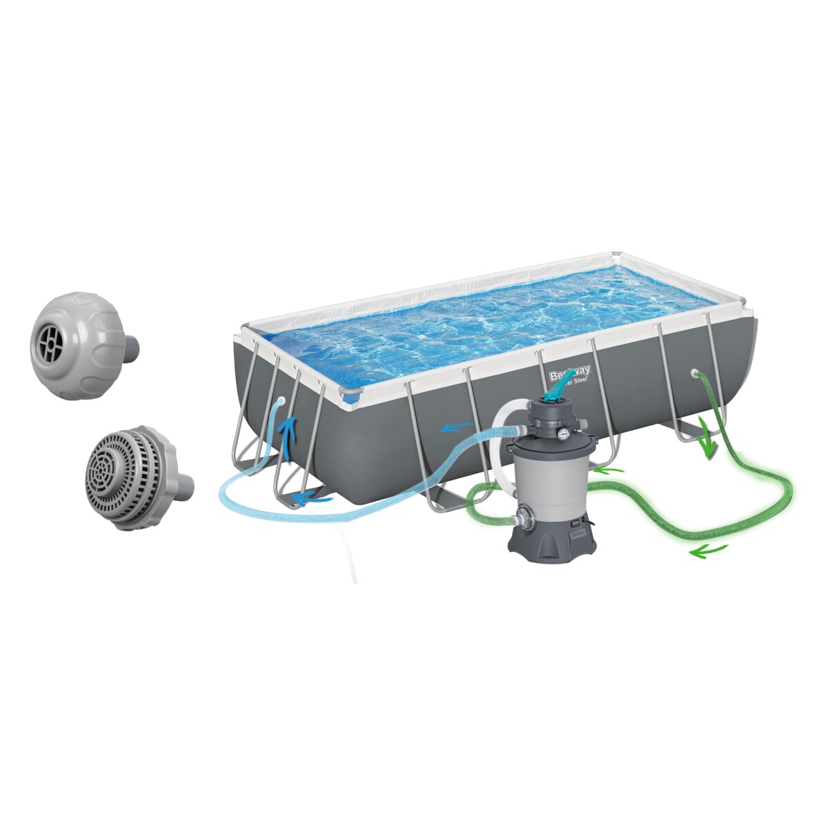 Basen ogrodowy stelażowy pompa piaskowa 404x201x100cm Bestway zestaw 10w1