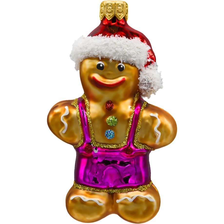 Bombka choinkowa: Piernikowy ludzik w czapce Mikołaja