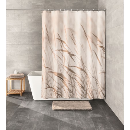 Kleine Wolke Sylt Tekstylna Zasłona prysznicowa beż motyw traw 180x200 cm