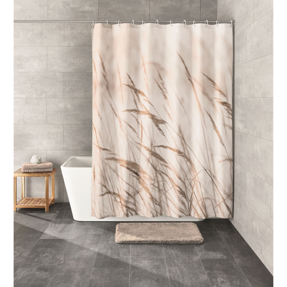 Kleine Wolke Sylt Tekstylna Zasłona prysznicowa beż motyw traw 180x200 cm