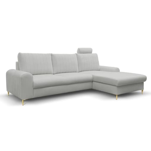 Elegancki narożnik MANGO z funkcją spania prawy - kolor popiel