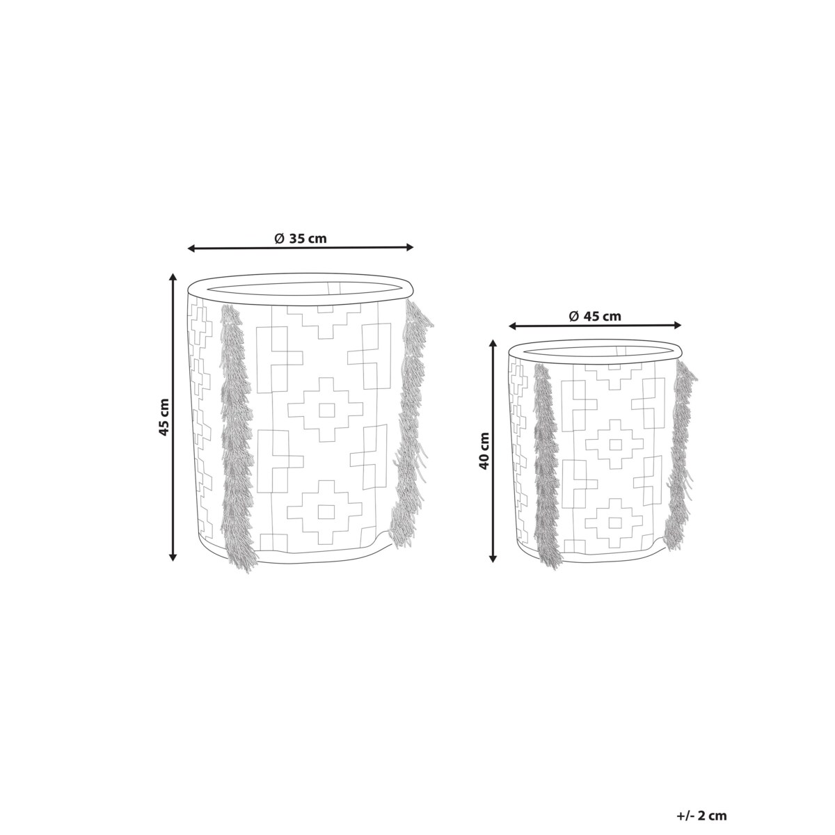 Zestaw 2 koszy bawełnianych złamana biel z szarym KALAI