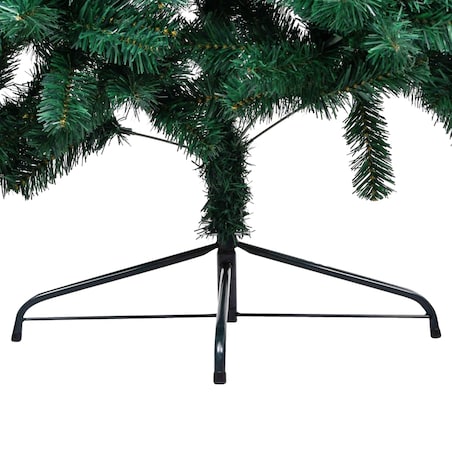 vidaXL Choinka z lampkami i bombkami, połówka, zielona, 150 cm