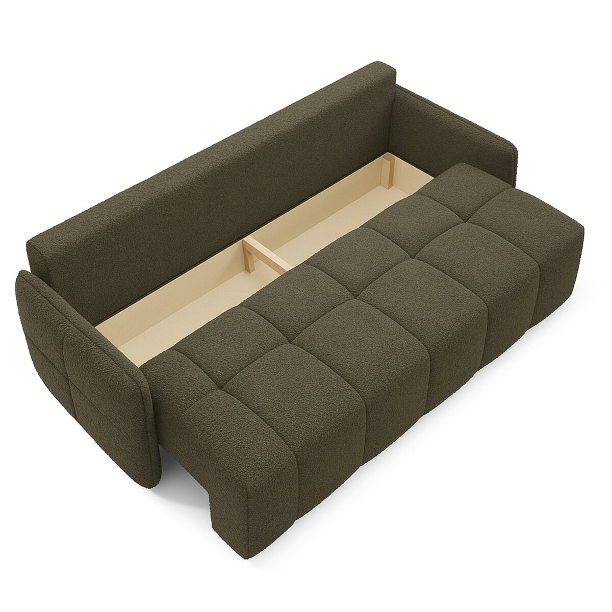 Kanapa z funkcją spania EMILI, obita tkaniną Abriamo, kolor taupe