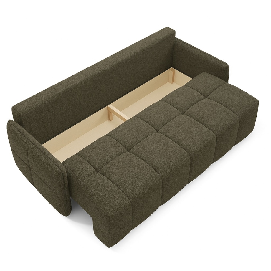 Kanapa z funkcją spania EMILI, obita tkaniną Abriamo, kolor taupe