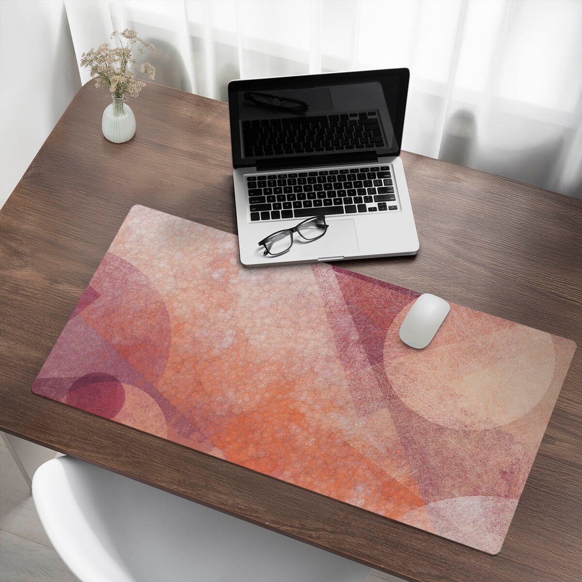 Pomarańczowa mata na biurko Abstrakcyjne koła, 100x50 cm