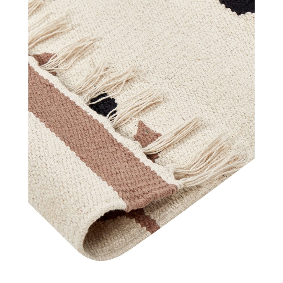 Dywan bawełniany kilim 80 x 300 cm beżowo-czarny NIAVAN