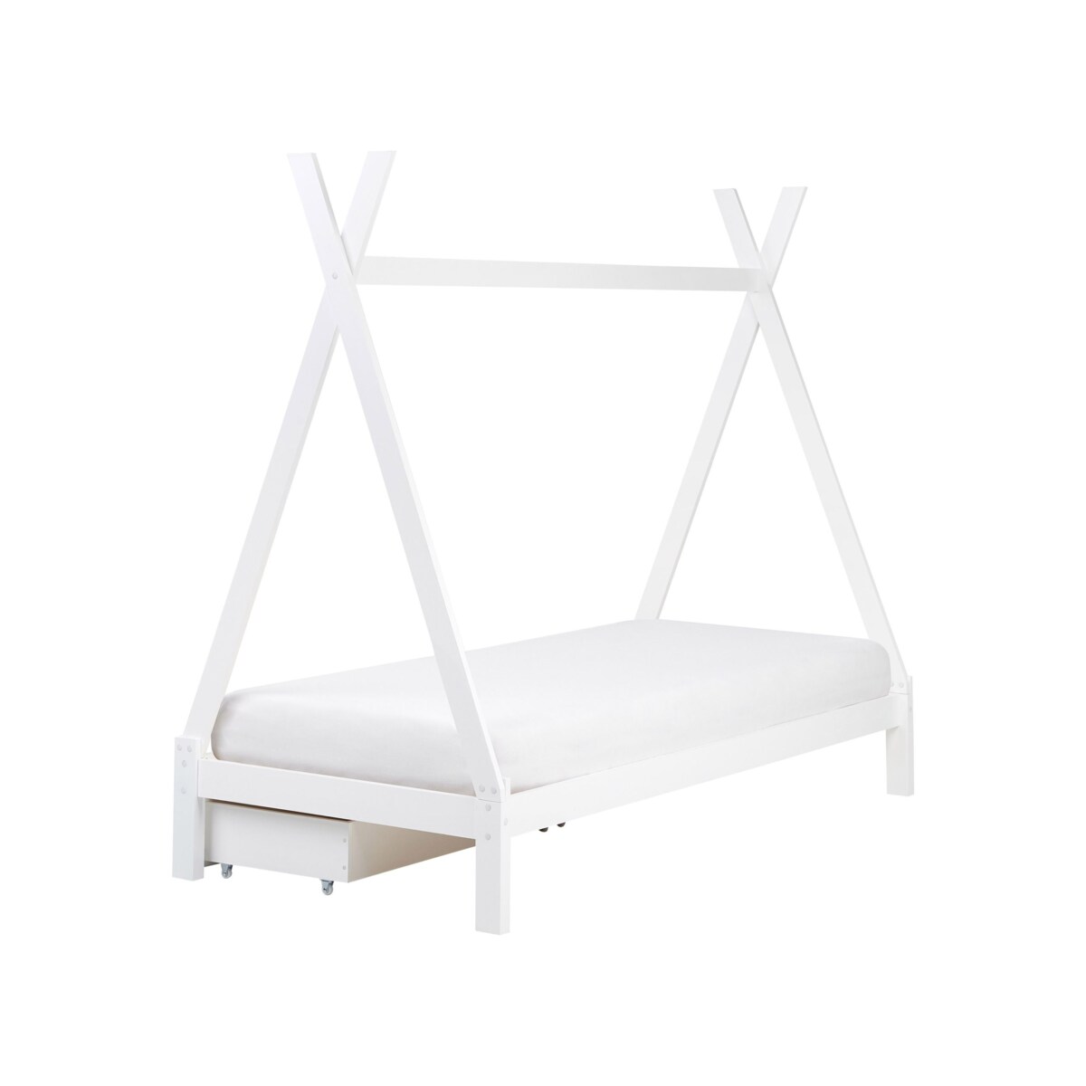 Łóżko z szufladami Drewno sosnowe DEVAY 90 x 200 cm Biały