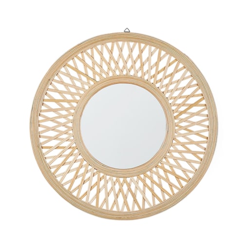 Bambusowe okrągłe lustro ścienne ø 60 cm naturalne BACATA