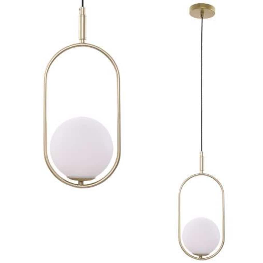 Wisząca LAMPA modernistyczna CORDEL 31-73457 Candellux metalowa OPRAWA zwis szklana kula ball mosiężna biała
