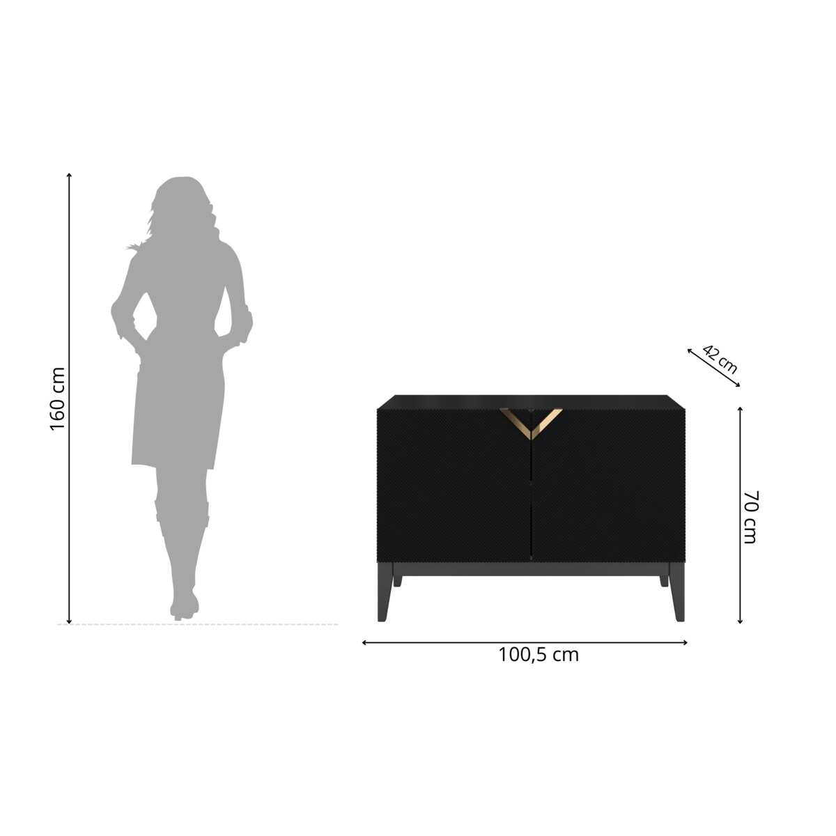 Drewniana komoda Visby DEMI LONG 2D / kolor czarny / szer. 100,5 cm