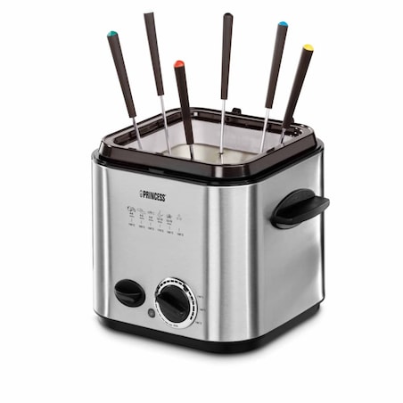 Princess Mini frytkownica z fondue, 840 W, 1,2 L, srebrna, 182611