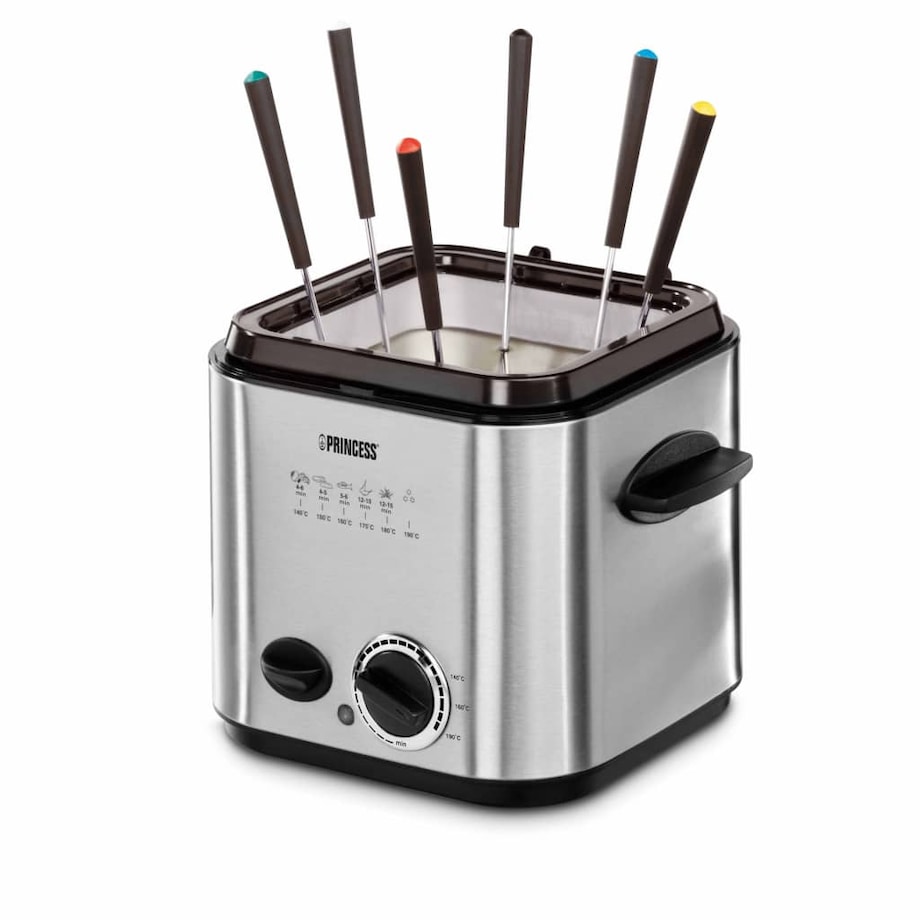 Princess Mini frytkownica z fondue, 840 W, 1,2 L, srebrna, 182611