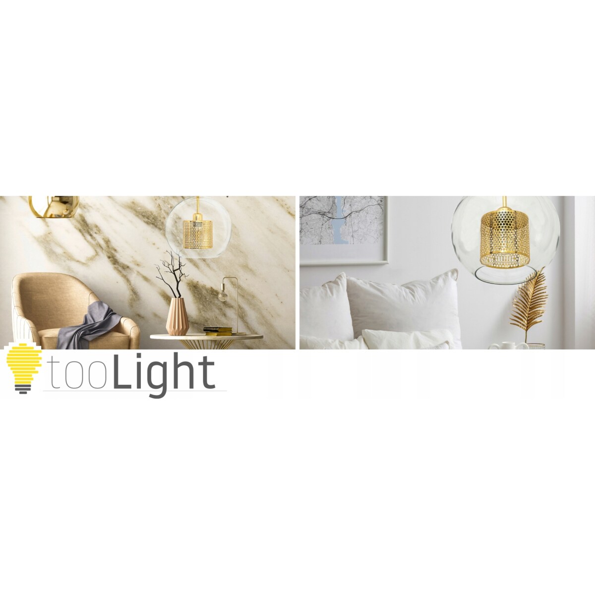 Lampa Wisząca Toolight Złota Szklana Kula E27