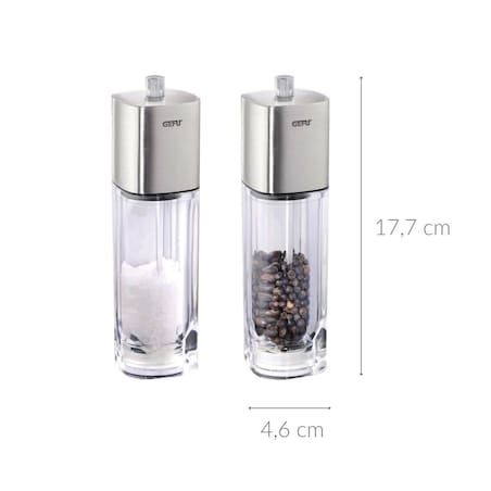 Młynek do pieprzu i soli z regulacją grubości, 2 sztuki w zestawie