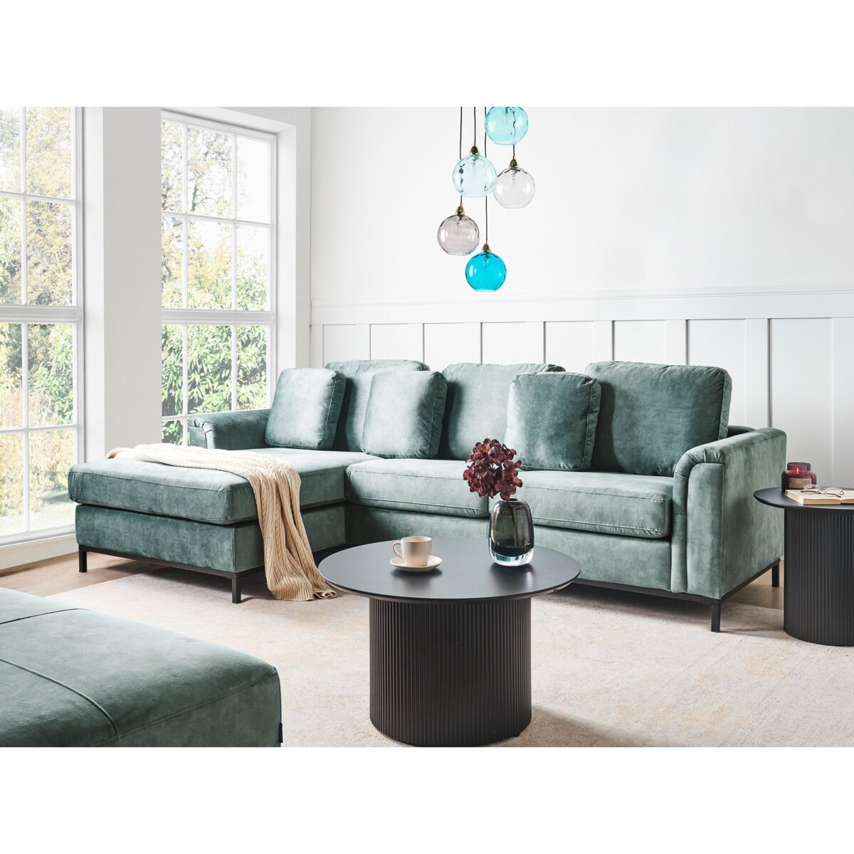 Narożnik prawostronny welurowy lazurowy OSLO