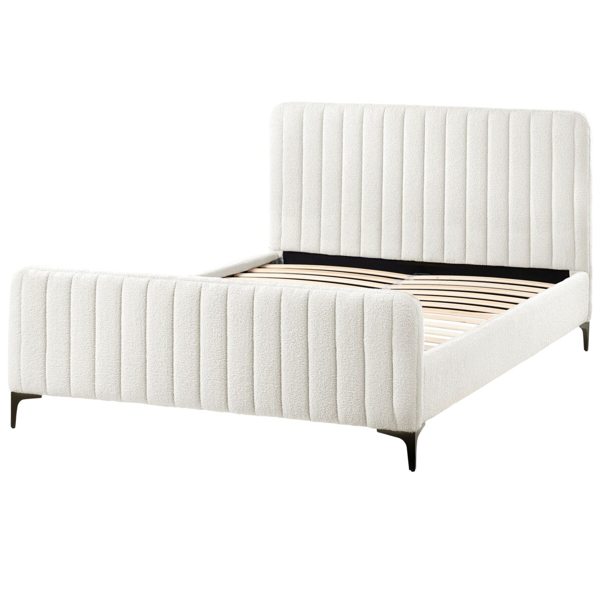 Łóżko Boucle LUNAN 140 x 200 cm Złamana biel