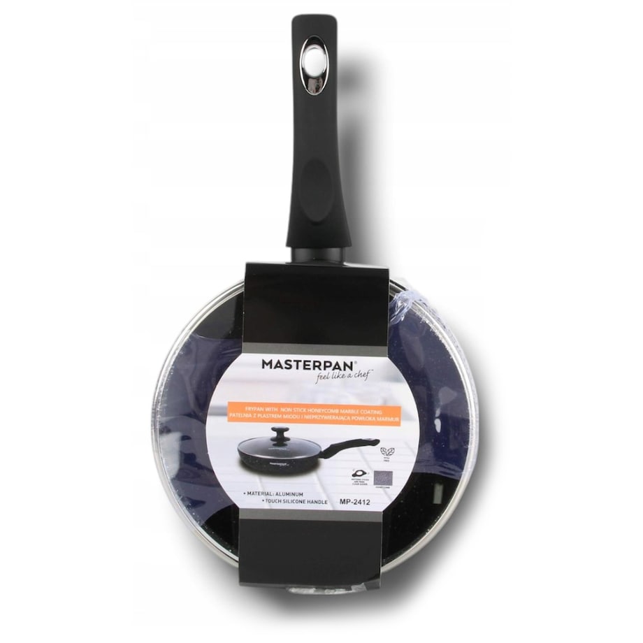 Patelnia Granitowa Pokrywka 22 Cm Plaster Miodu Indukcja Gaz 1.2L Wysoka 4.5