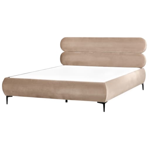 Łóżko Welur LESSAY 180 x 200 cm Beżowoszary